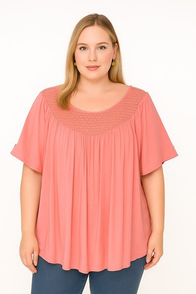 Picture of QUALITY LIGHT VISCOSE TOP WITH LACE NECKLINE